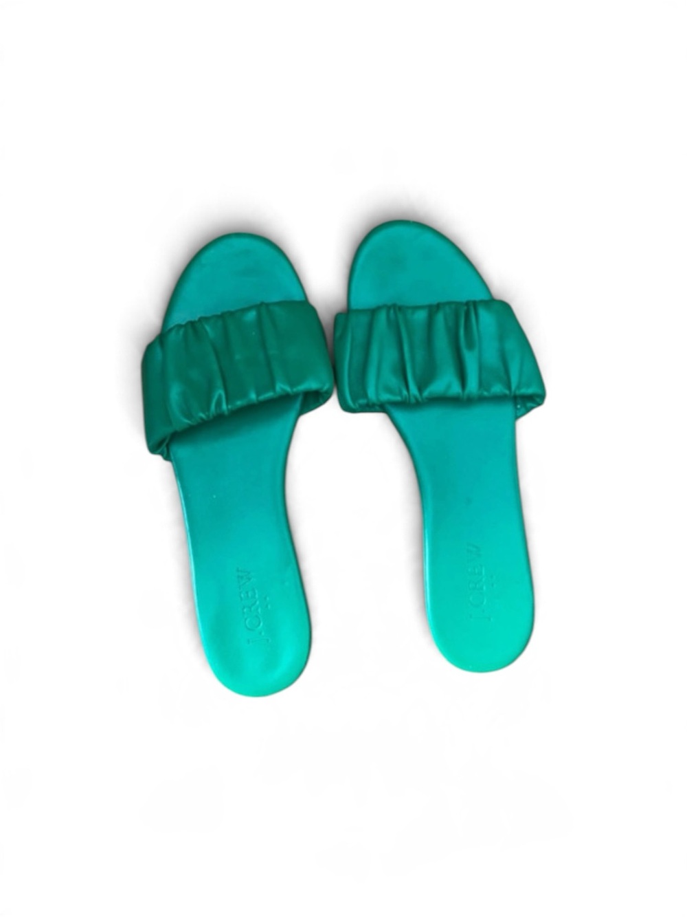 J. Crew Teal Ruched Strap Slide Sandals